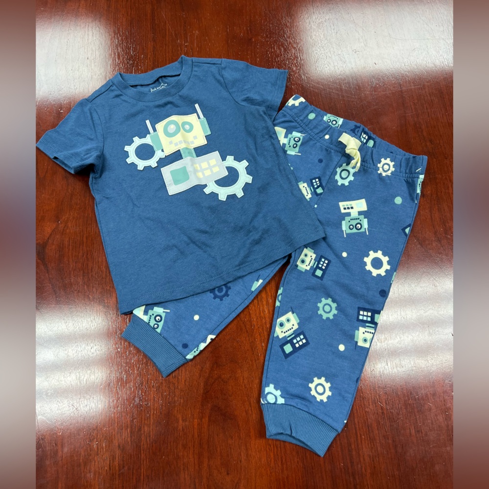 First Impressions Blue Robot Baby Pajamas Sz 12 months